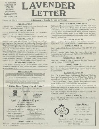 Lavender Letter (Harrisburg, PA) - April 1996