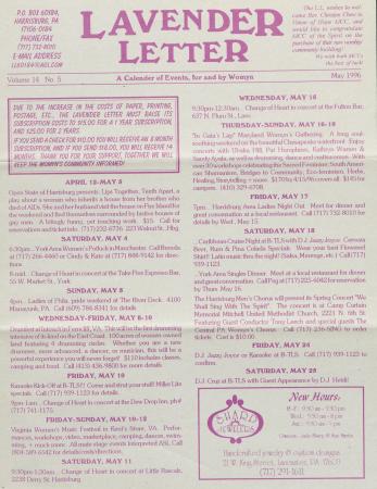 Lavender Letter (Harrisburg, PA) - May 1996