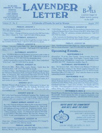 Lavender Letter (Harrisburg, PA) - August 1997