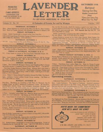 Lavender Letter (Harrisburg, PA) - October 1997