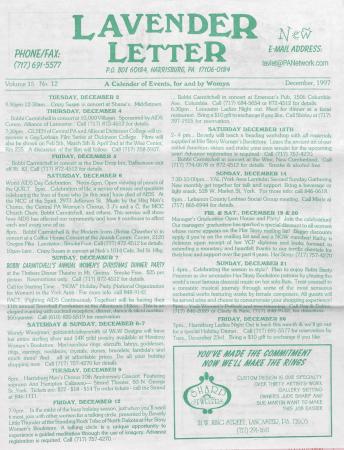 Lavender Letter (Harrisburg, PA) - December 1997