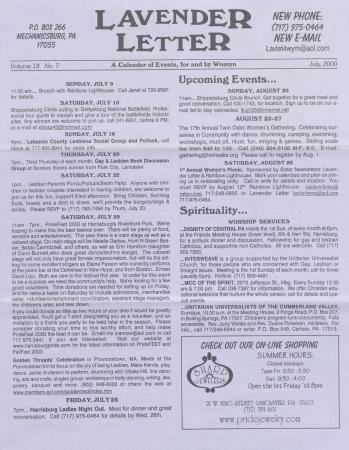 Lavender Letter (Harrisburg, PA) - July 2000