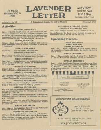 Lavender Letter (Harrisburg, PA) - November 2000