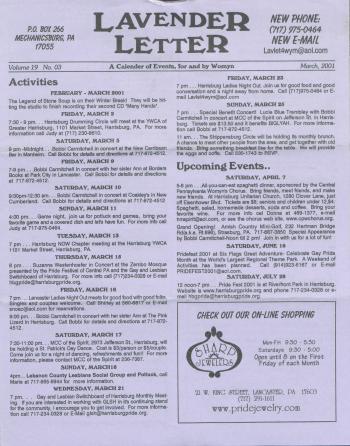 Lavender Letter (Harrisburg, PA) - March 2001