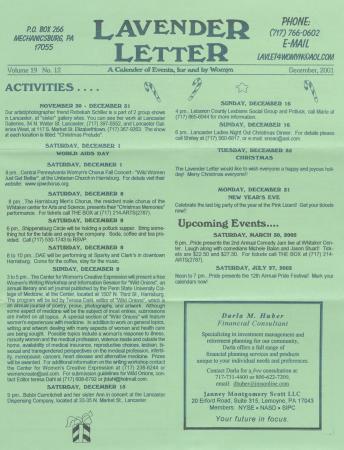 Lavender Letter (Harrisburg, PA) - December 2001