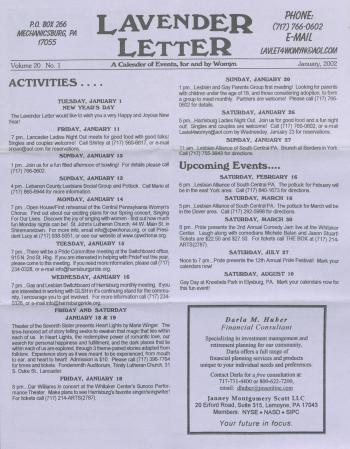 Lavender Letter (Harrisburg, PA) - January 2002