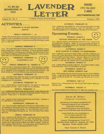 Lavender Letter (Harrisburg, PA) - February 2002