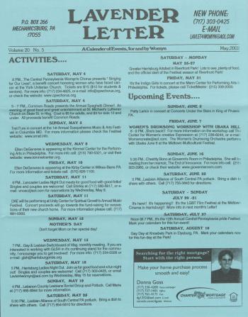 Lavender Letter (Harrisburg, PA) - May 2002
