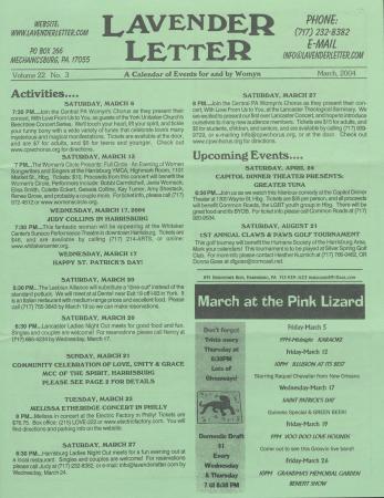 Lavender Letter (Harrisburg, PA) - March 2004