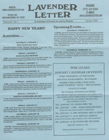 Lavender Letter (Harrisburg, PA) - January 2005