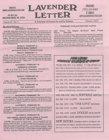 Lavender Letter (Harrisburg, PA) - February 2005