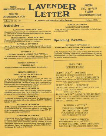 Lavender Letter (Harrisburg, PA) - October 2005