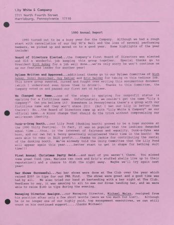 Lily White & Company Annual Report - 1990
