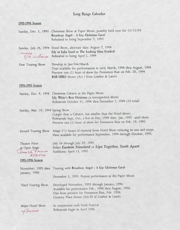 Lily White & Company Long Range Calendar - 1993 to 1996 