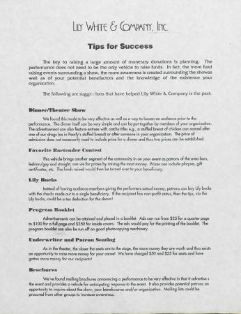Lily White and Company "Tips for Success" - undated