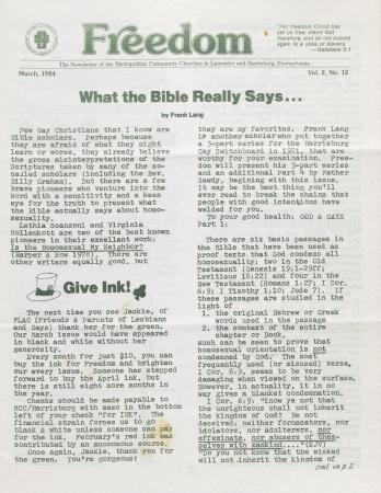 MCC Freedom Newsletter - March 1984