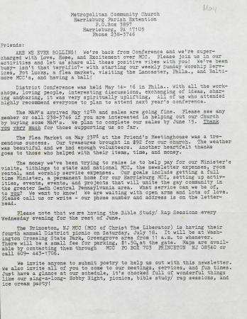 MCC Harrisburg Newsletter - May 1981