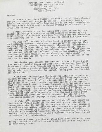 MCC Harrisburg Newsletter - June/July 1981