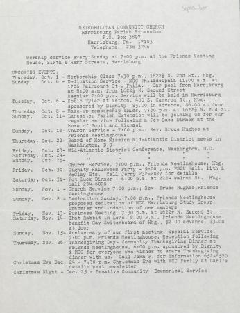 MCC Harrisburg Newsletter - September 1981