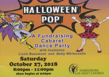 Harrisburg Gay Men's Chorus Halloween Pop Cabaret Dance Party Postcard - October 27, 2018