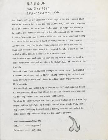 Northeast Pennsylvania Gay Alliance (NEPGA) Newsletter - May 1979