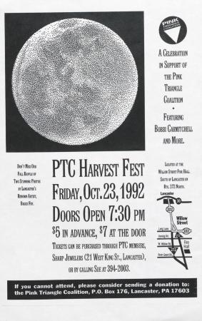 Pink Triangle Coalition Harvest Fest Flyer - October 23, 1992