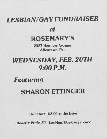Pride '80 Fundraiser Flyer - February 20, 1980