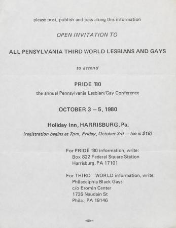 Pride '80 Invitation Poster - October 2 - 5, 1980