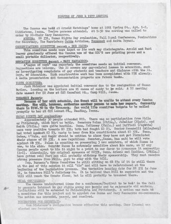 PA Rural Gay Caucus Minutes - June 4, 1977