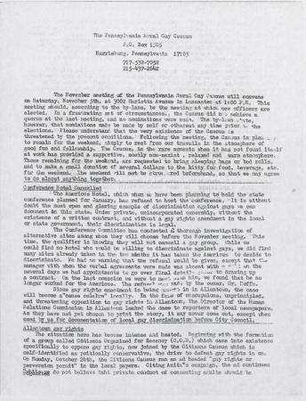 PA Rural Gay Caucus Report - October 1977
