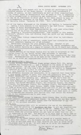 PA Rural Gay Caucus Report - November 1975
