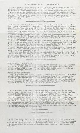 PA Rural Gay Caucus Report - January 1976