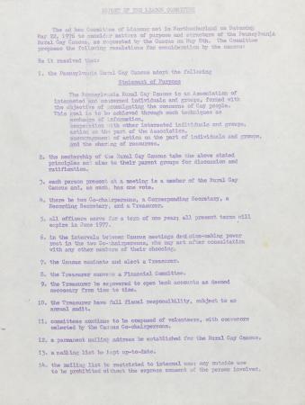 PA Rural Gay Caucus Liaison Committee Report - May 22, 1976