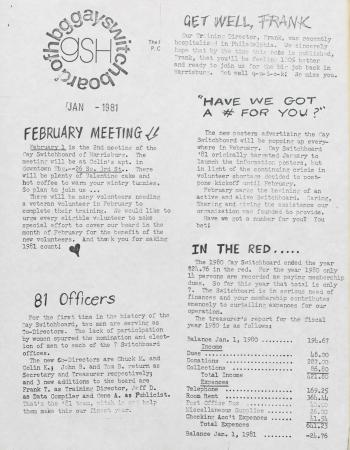 GSH Newsletter - January 1981