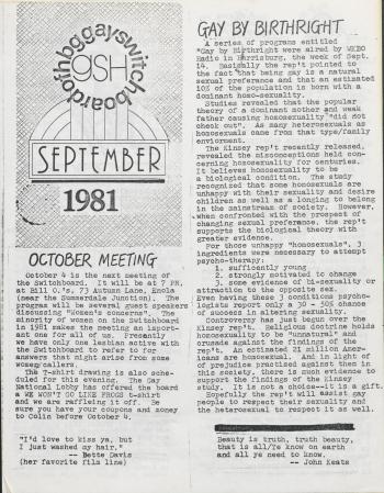 GSH Newsletter - September 1981