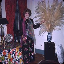 Wesley in Black Floral Dress in front of Window - March 1976