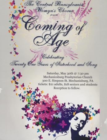 Central PA Womyn’s Chorus “Coming of Age” Flyer - May 30, 2015