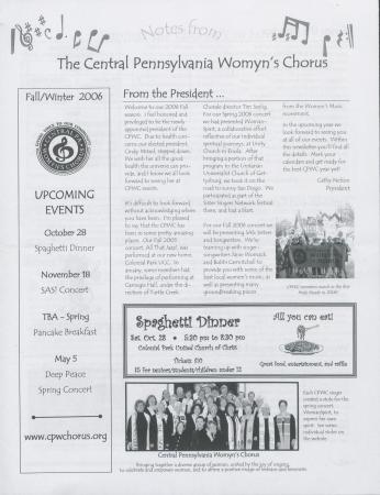 Central PA Womyn’s Chorus Newsletter - Fall/Winter 2006