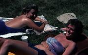 Friends sunbathe, c.1982