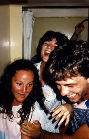 Group of friends laughing, c.1983