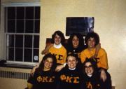 Six girls wear the Phi Kappa Sigma letters, c.1983