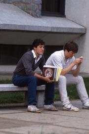Sitting on a bench, c.1984