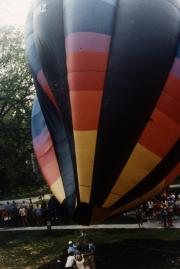 Hot air balloon lands, c.1985