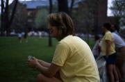 Student watches the academic quad, c.1985