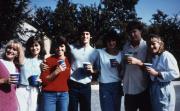 Friends take a group photo, c.1986
