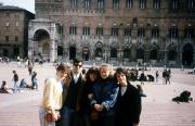 Students stand together in the Piazza del Campo, c.1990