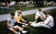 Students enjoy a picnic on the quad, c.1990