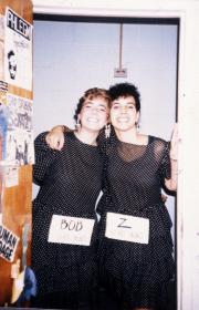 Two friends take a picture, c.1990