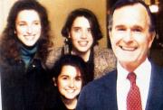 Students "pose" with President George H. W. Bush, c.1991