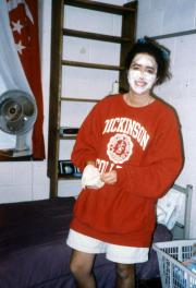 Student wears a face mask, c.1991